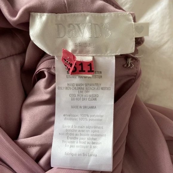 David's Bridal Quartz Long Mesh Criss Cross Back Bridesmaid Dress - Picture 7 of 13